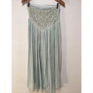 Jen's Pirate Booty Free People Women L Skirt Green Gauze Lace Crochet High Rise